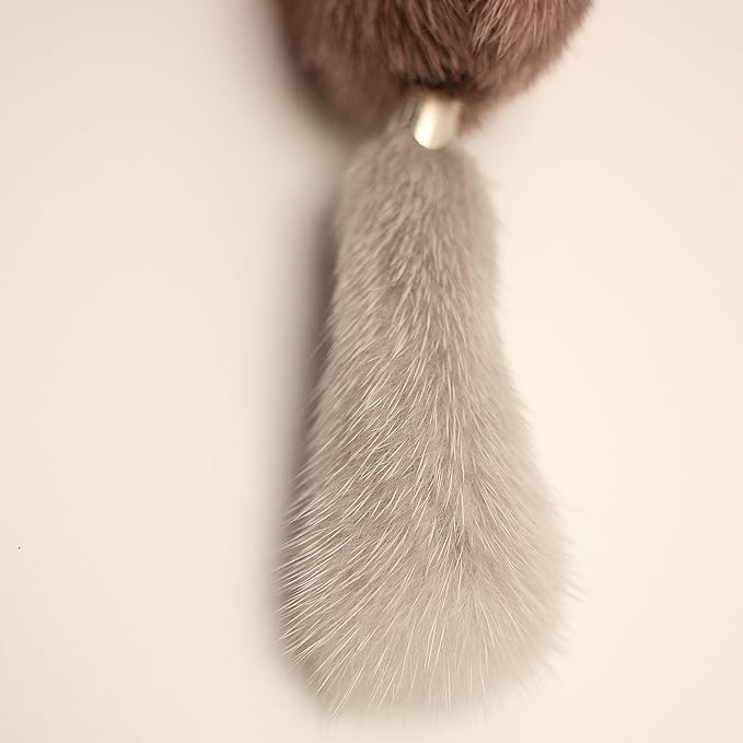 Fosrion Real Mink Fur Cat Hunt Bites Toy with Three Section Retractable Carbon Fiber Rod(3 Mink Fur Mouse, Only Tail)