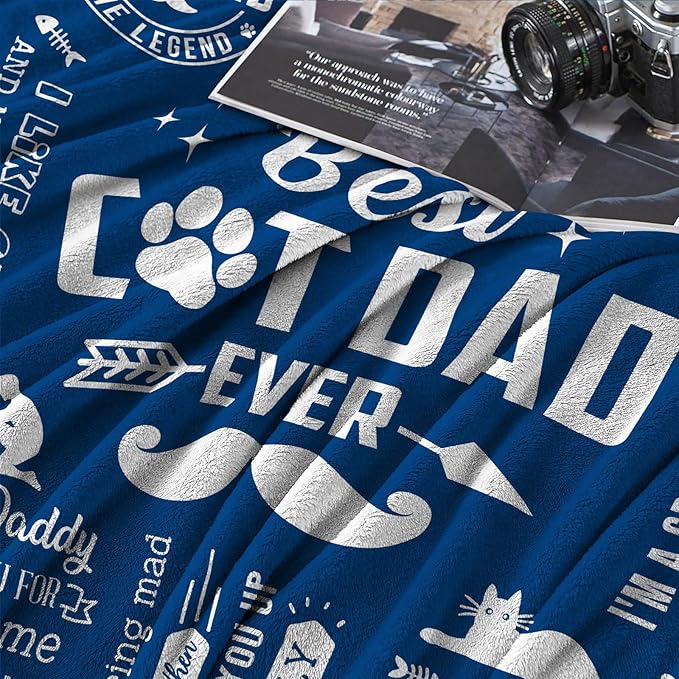 Cat Dad Throw Blanket 60" x 50", Cat Dad Gifts for Men, Cat Daddy Gifts, Birthday Gift for Cat Lover, Fathers Day Cat Lovers Gifts for Men, Best Gifts for Cat Dads