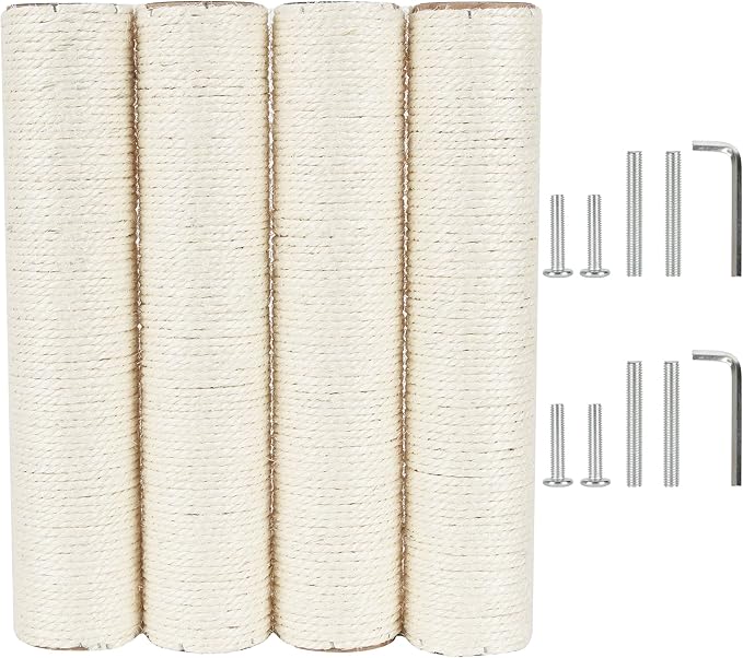 4 PCS 7.4cm 2.91in Diameter Cat Scratching Post Replacement Sisal Pole (35cm/13.78in, M8)
