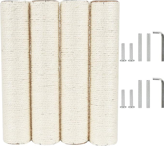 4 PCS 7.4cm 2.91in Diameter Cat Scratching Post Replacement Sisal Pole (35cm/13.78in, M8)