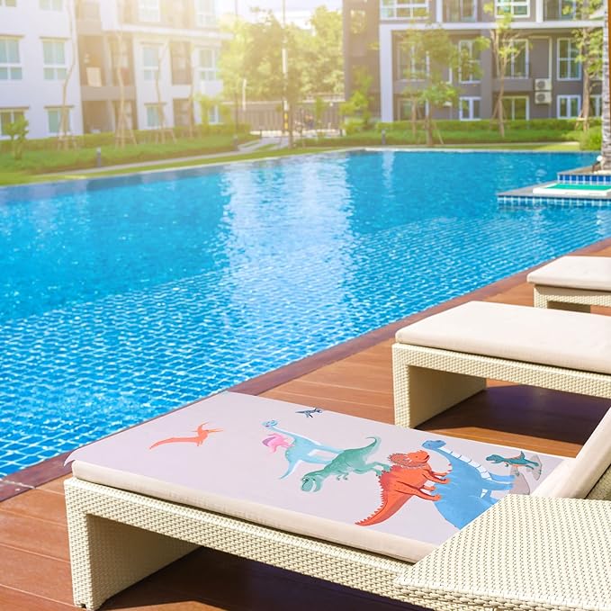 LIVILAN Dinosaur Beach Towel for Kids, 30”x60”, Microfiber, Quick Dry, Sand Free, Lightweight, Thin, Perfect for Girls, Boys, Bath, Swim, Shower, Unique Dinosaur Gifts and Decorations