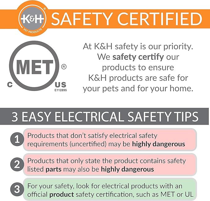 K&H Pet Products Thermo-Kitty Mod Dream Pod Heated Cat Bed for Large Cats, Indoor Heated Cat Cave, Thermal Cat Mat Hideaway for Small or Large Cats and Kittens 22 Inches Tan/Black