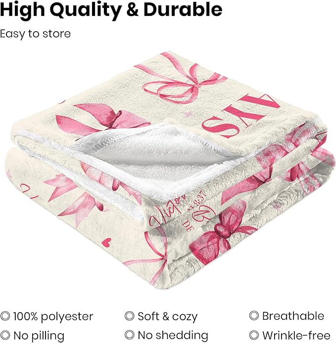 Christian Gifts for Women, God Says I Am Throw Blanket 80"X60", Inspirational Religious Birthday Gifts for Coquette Pink Bow Bible Verse Blanket, Christian Faith Jesus God Prayer Gift for Christmas