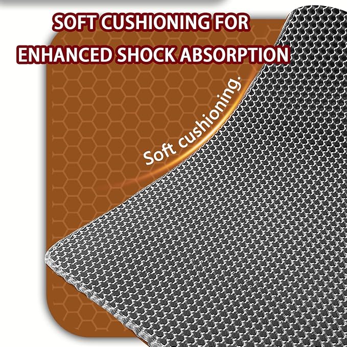 2025 𝗡𝗘𝗪 Waterproof Cat Litter Mat | Double Layer EVA, Odor-Free Large Grid | Urine Proof & Easy Cleanup | Soft on Paws | Versatile Design for Litter and Feeding (Blue, 27×47)