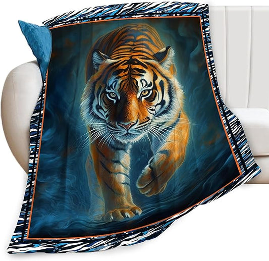 Tiger Blanket Wild Animal Print Throw Blankets for Couch Sofa Bed Stuff Decor Soft Cozy Fleece Plush Flannel Bedding Gifts for Men Women Adults Lover 50"x60"