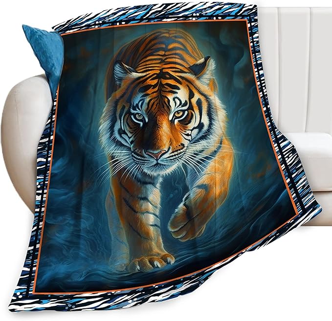 Mexican Tiger Blanket Wild Animal Print Throw Blankets for Couch Sofa Bed Stuff Decor Soft Cozy Fleece Plush Flannel Bedding for Baby Girls Boys Kids Women Man Adults Lover 40"x50"