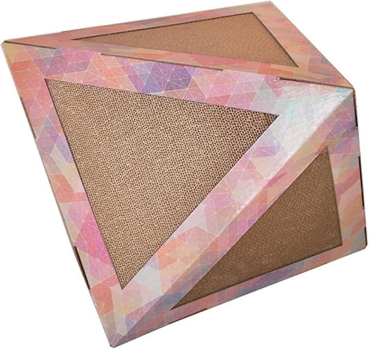 Pet Life 'Triangular' Collapsible Premium Cat Scratcher - Collapsible Interactive Cat Puzzle Scratcher with Inner Pet House or Cat Maze