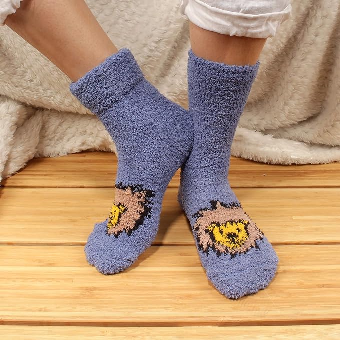 BambooMN Women's Super Soft Warm Microfiber Fuzzy Cozy Animal Socks or Christmas Winter Animal Socks, Value Pack