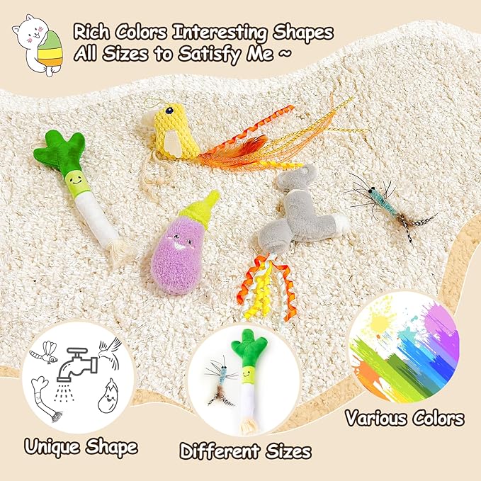 ORSDA Cat Toys, Cat Wand Toy for Indoor Cats, Interative Cat Toy to Chase & Exercise, Teaser Bird Toy for Cats with 5 Replacement Kitten Toys for All Breeds