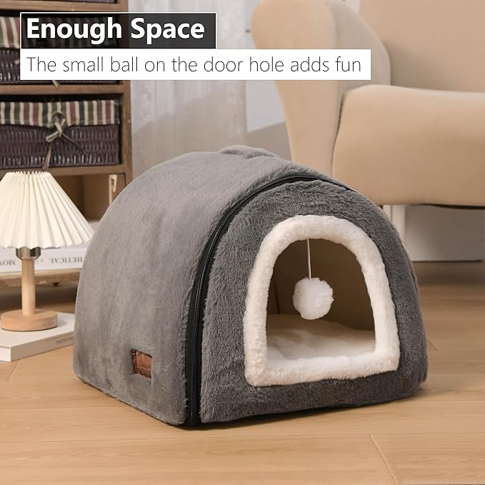 Cat Bed for Indoor Cats,Foldable cat cave,Anti-Slip & Water-Resistant Bottom,cat Houses for Indoor Cats or Small Dogs,Kitten Tent,Rabbit Bed,cat beds & Furniture