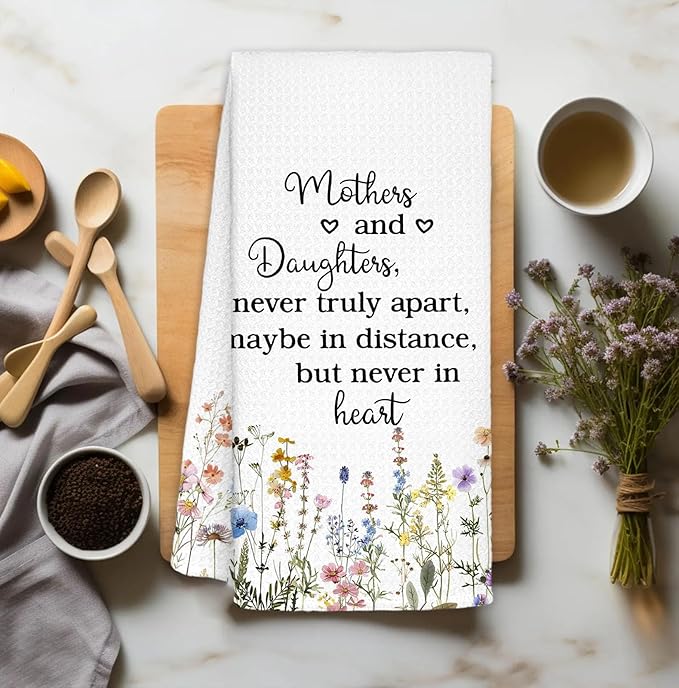 Mothers and Daughters Kitchen Towels Decorative, for Mom Dish Towels, Best Mom Birthday Gifts Hand Towels Drying Cloth for Kitchen Bathroom Decor, 16x24 Inch