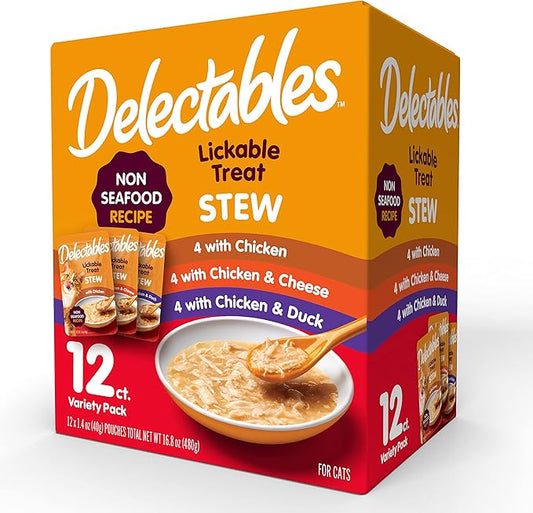 Delectables Non-Seafood Stew Lickable Wet Cat Treats, Variety Pack, 1.4 Ounce (Pack of 12)