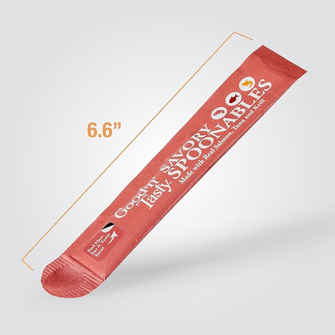 Good ‘n’ Tasty Savory Spoonables with Real Salmon, Tuna & Krill, 10 Count Tube, Triple Flavor Squeezable Lickable Wet Treats for Cats with Built-in Spoon for Less Mess