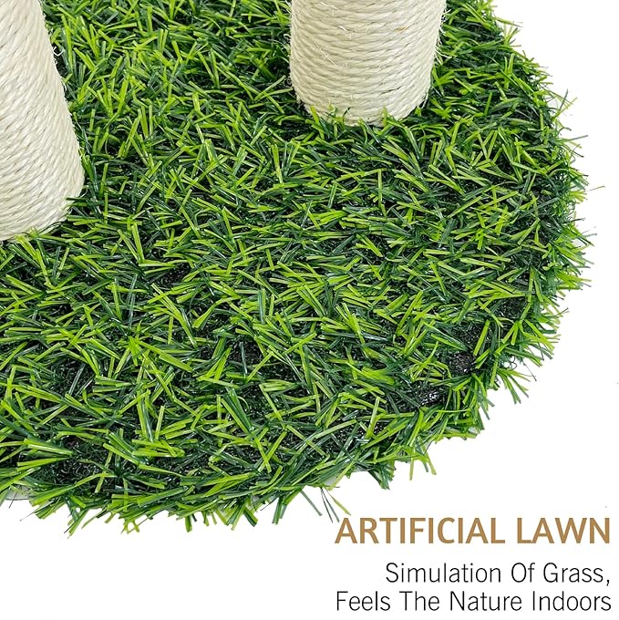 BNOSDM Mushroom Cat Scratcher with 2 Sisal Poles, Cat Scratching Post Pet Interactive Toy Scratch Post with 12 Pcs Cat Toys and Hanging Ball for Indoor Kitten Kitty Small Cats (Grey)