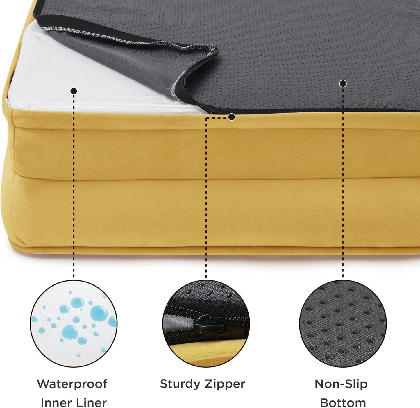 Bedsure XL Orthopedic Dog Bed for Extra Large Dogs - Washable XLarge Dog Cat Bed Waterproof, Comfort Dogs Couch Sofa with Washable Removable Cover, Pet Bed with Nonskid Bottom, Spicy Mustard, 42"