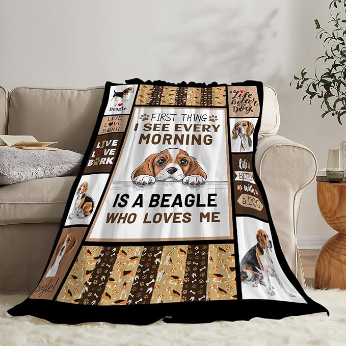 Beagles Dog Print Blanket Best Dog Pet Animal Throw Blankets for Couch Sofa Stuff Decor Gifts Lightweight Soft Cozy Fleece Plush Warm Flannel Bedding for Lover Man Woman Teen Adults 40"x50"