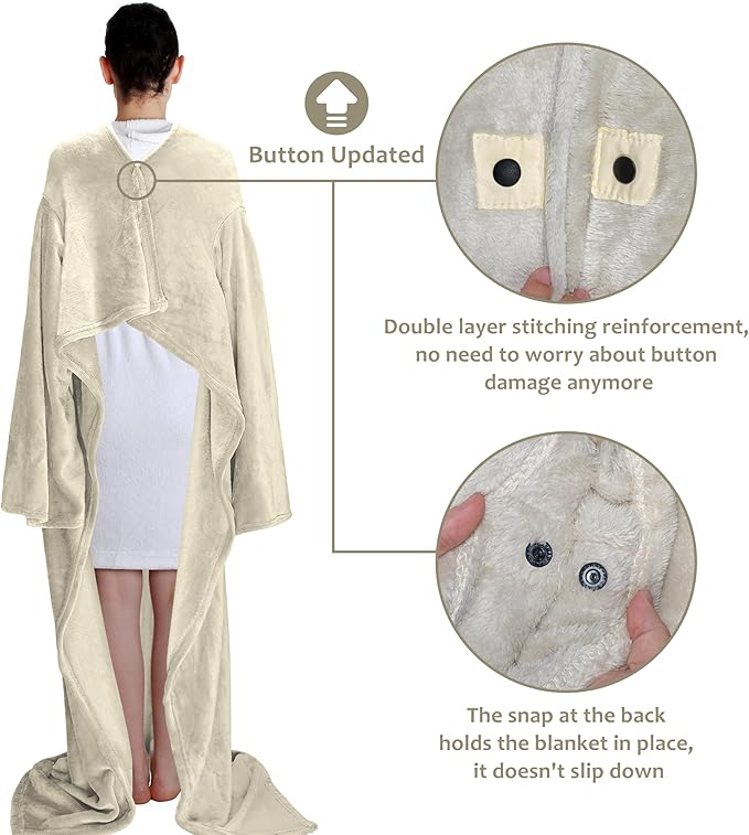 Solaris Wearable Blanket with Sleeves for Adults, Softness Comfort Warmth Fleece Gift for Women Men, Snuggy Body Throw TV Blanket for Home Office Lounge, Gift for Your Lover