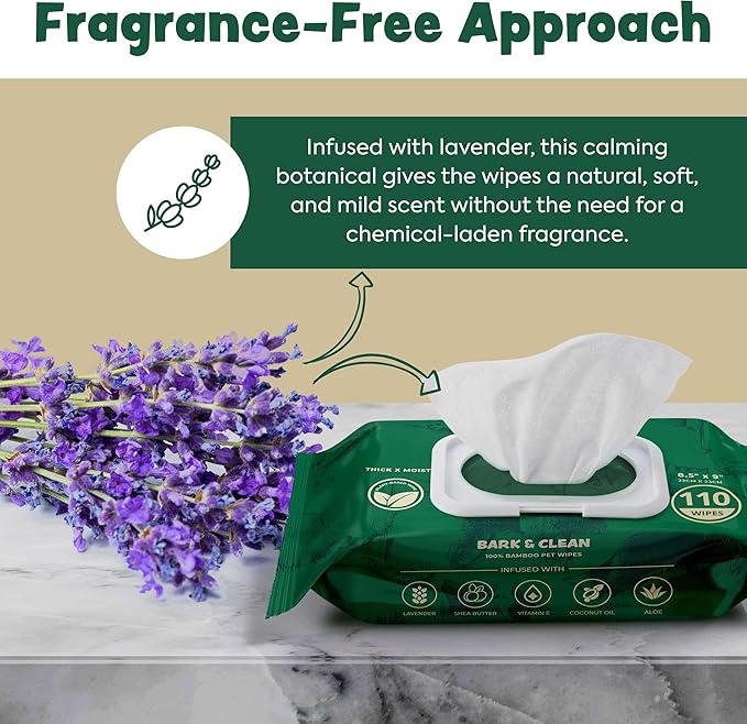 Dog Wipes for Cleaning and Deodorizing - 50 8.5" x 9" Bamboo Pet Wipes - Compostable, Hypoallergenic Puppy Wipes - Dog Wipes for Paws, Butt, and Body