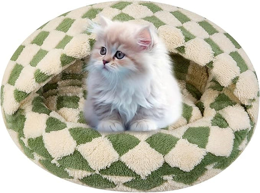 Dog Beds for Small Dogs, Cat Bed Cave, Washable Cute Cat Bed, Cozy Nook Pet Bed for Dogs or Cats, Anti-Slip Puppy Bed Fits up to 22 lbs Pets(Green, 24" x 24")