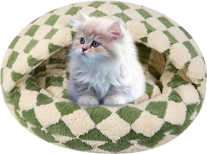 Dog Beds for Small Dogs, Cat Bed Cave, Washable Cute Cat Bed, Cozy Nook Pet Bed for Dogs or Cats, Anti-Slip Puppy Bed Fits up to 5 lbs Pets(Green, 16" x 16")