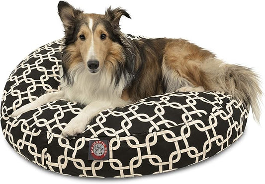 Black Links Medium Round Indoor Outdoor Pet Dog Bed With Removable Washable Cover By Majestic Pet Products