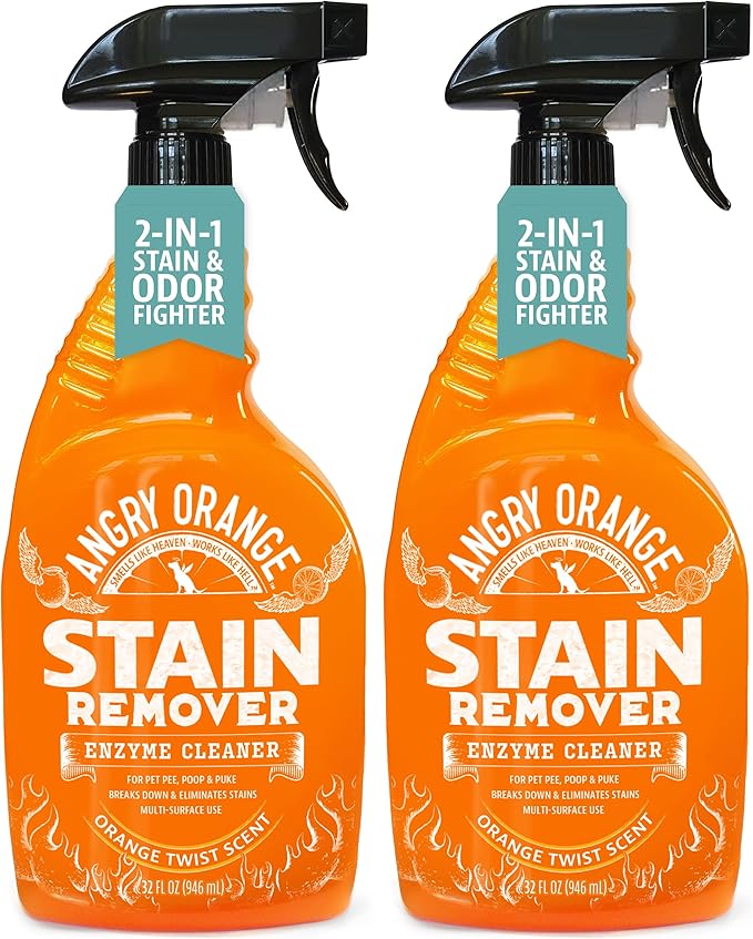 ANGRY ORANGE Pet Stain Remover for Dog Urine and Stains - Enzyme Cleaner - Citrus - Value 2 pack