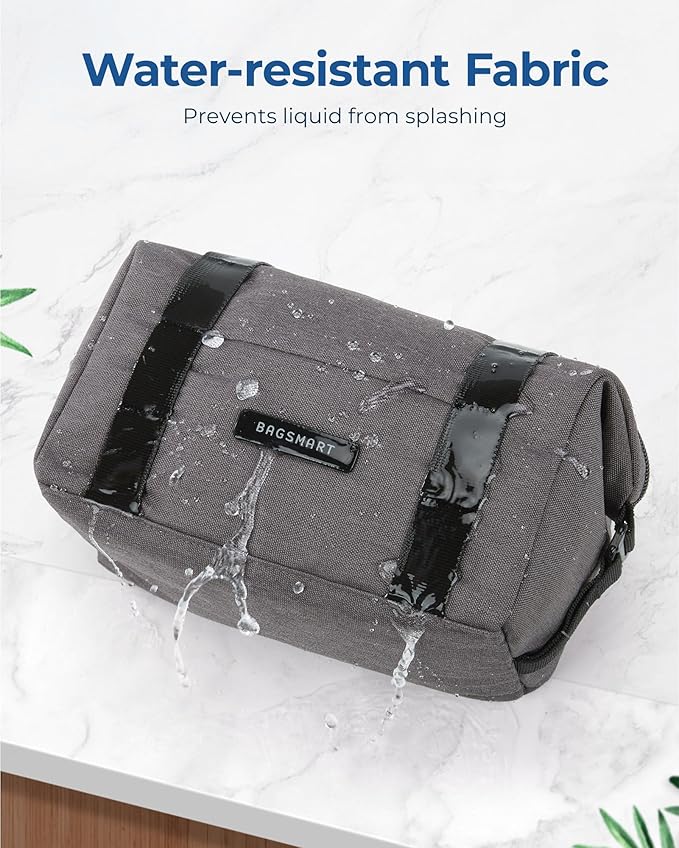 BAGSMART Travel Toiletry Bag for Men, Large Hanging Dopp Kit Water Resistant Shaving Bags Organizer Gifts for Mens Traveling, Hygiene, Bathroom Essentials, Toiletries Accessories, Khaki