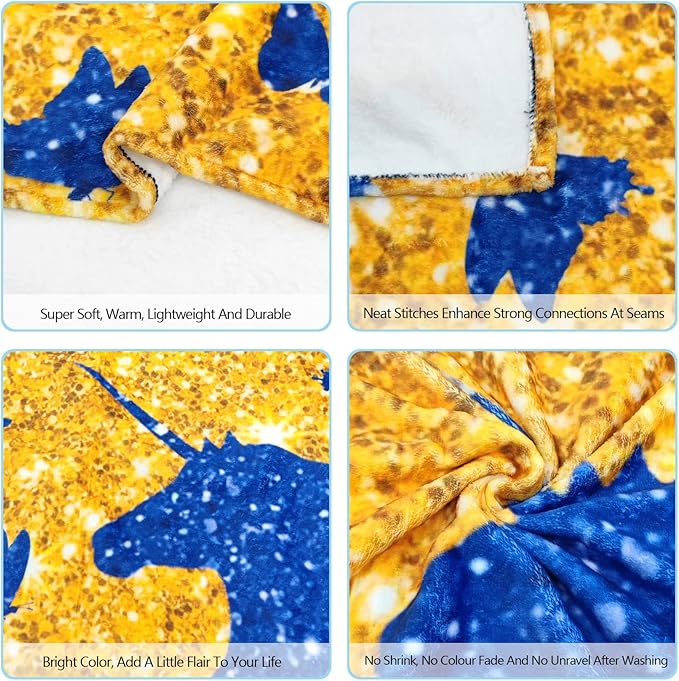 Ultra-Soft Microfiber Throw Blanket 350 GSM Fuzzy Fleece Blanket for Adults Kids Gift Couch, Sofa, Bed Cute Unicorn Butterfly 60"x50"