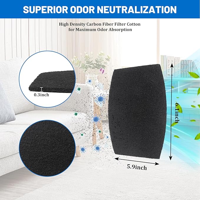 10 Pack Cat Litter Box Replacement Carbon Filters Compatible with Petmate Booda Clean Step Cat Litter Box, Eliminate Odor and Controls Moisture on Pet's Body Keep Home Fresh