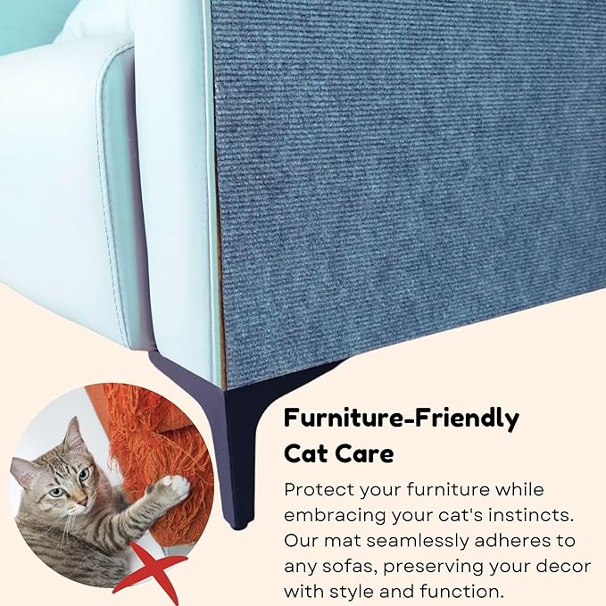 Cat Scratch Mat (5 Pack), 23.6’’ x 11.8’’ Cat Wall Stracther, Versatile Self-Adhesive Replacement Easy Use for Cat Trees, Cat Wall Furniture, Scratching Posts, and Couch Protection (Beige)