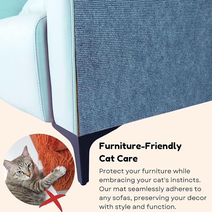 Cat Scratch Mat (5 Pack), 23.6’’ x 11.8’’ Versatile Self-Adhesive Replacement Easy Use for Cat Trees, Cat Wall Furniture, Scratching Posts, and Couch Protection (Black)