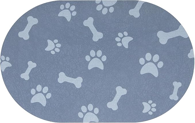 YCT Dog Food Mat - Cat Dish Mat Dog Bowl Mat - No Stains Easy Clean Dog Mat for Food and Water - Absorbent Quick Dry Pet Mat, 16.9"x24" Navy Blue