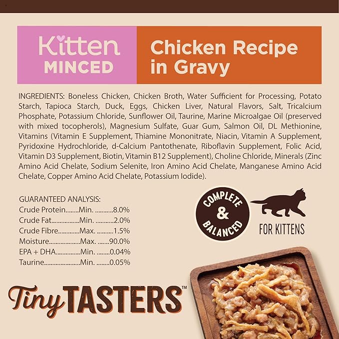 Wellness CORE Tiny Tasters Gravy Kitten Wet Cat Food, Natural, Protein-Rich, Grain Free, 1.75-Ounce Pouch, 12 Pack, (Minced Chicken)