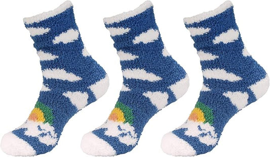 BambooMN Women's Super Soft Warm Microfiber Fuzzy Cozy Unicorn Series Crew Socks