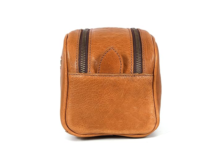 10" Premium Leather Toiletry Travel Pouch With Waterproof Lining | King-Size Handcrafted Vintage Dopp - Kit ~ Gift for Father's Day By Aaron Leather Goods