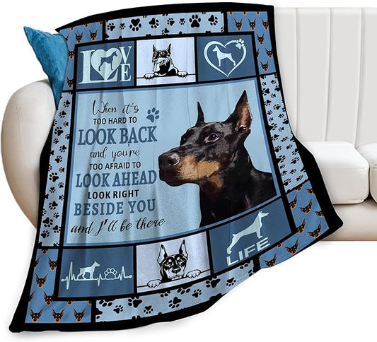 Doberman Dog Blanket Doberman Decor Throw Blanket Super Warm Soft Plush Lightweight Fleece Flannel Blanket Gifts for Dog Lovers Girls Boys Women Men Adults for Winter Couch Bedding 40"X50"