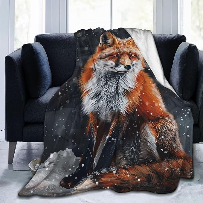 Fox Throw Blanket Fox Plush Fleece Soft Cozy Gifts Blanket for Kids Girls Boys Adults Decor 40''X50''