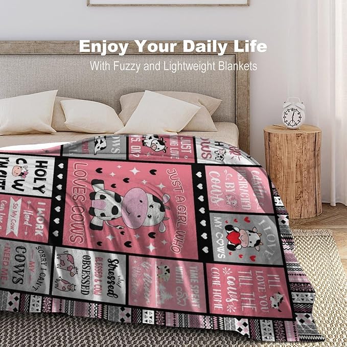 Cow Gifts: Soft Cozy Cows Flannel Throw Blanket for Girls, Women, Kids & Adults - 50"X40"