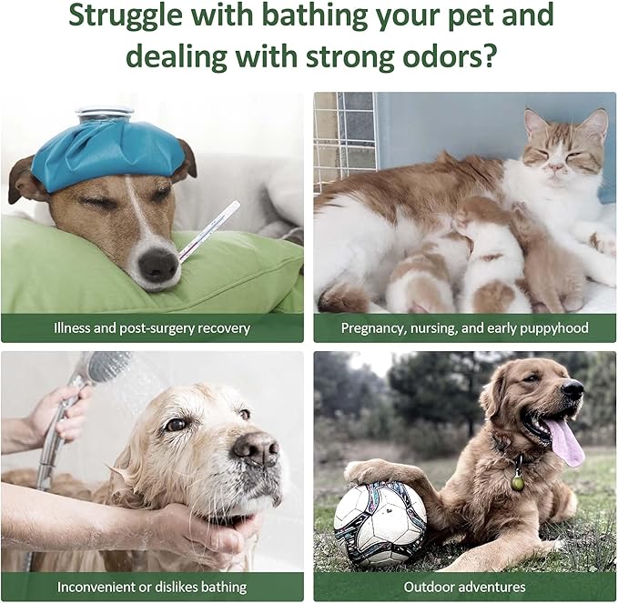 ORDORA Pet Cleaning Gloves for Dogs and Cats，Cleaning & Deodorizing Grooming Gloves, 12 Pack - All-in-One Grooming Solution for Daily Care and Travel