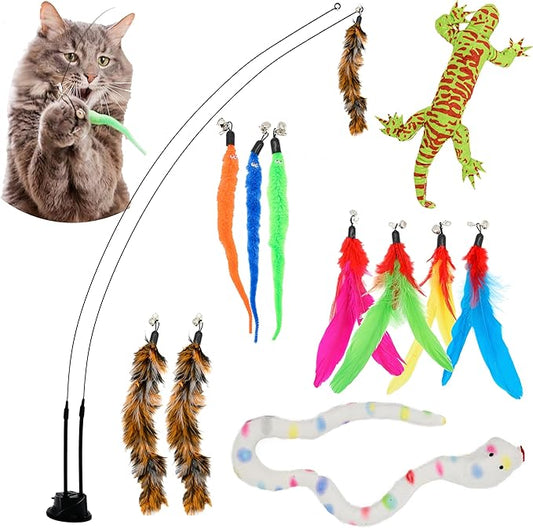 Cat Toys Bundle Snake Lizard Catnip Cat Nip Chew Toy Suction Cat Toy Feather Cat Toys Interactive Catnip for Cats Litten Toy Cat Nip Toys for Indoor Cats Cat Chew Toys for Indoor Cats Toys for Kittens