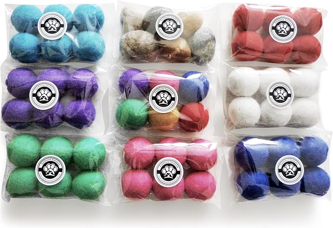 Wool Cat Toys - Felt Cat Toy Balls for Small Pet Fetch and Play - Eco Friendly Quiet Wool Ball Cat Toy for Cats and Kittens - Choose Your Colors (Aqua)