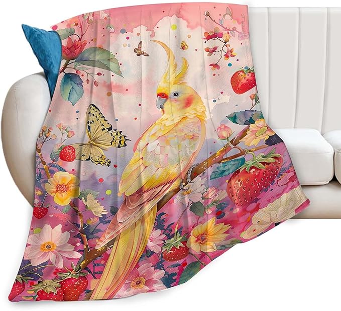 Cockatiel Throw Blanket Cockatiel Parrot Bird Gifts for Kids Girls Adults Women Soft Cozy Warm Plush Fluffy Fuzzy Fleece Blanket Decor 40''X50''