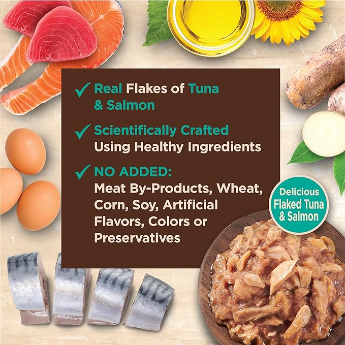 Wellness CORE Tiny Tasters Wet Cat Food, Complete & Balanced Natural Pet Food, Made with Real Meat, 1.75-Ounce Pouch, 12 Pack (Adult Cat, Flaked Tuna & Salmon in Gravy)