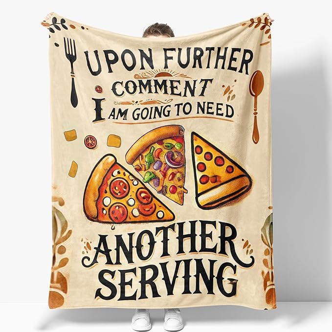Pizza Blanket Gifts for Women Girls Mom Wife Birthday Christmas Valentines Present Food Print Theme Decor Home Bedroom Living Room Sofa Couch Kid Adult Teen Soft Cozy Plush Fuzzy Flannel Throw 60"x50"