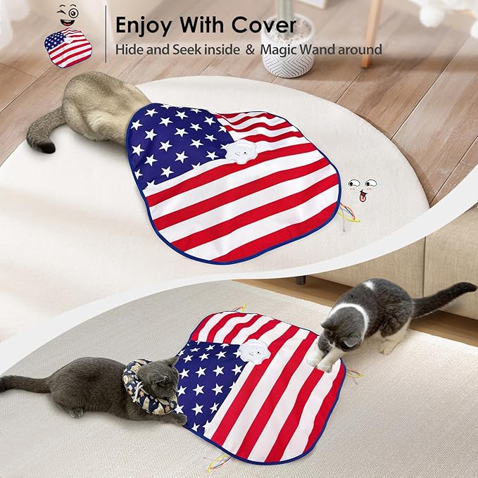 ORSDA Interactive Cat Toys for Indoor Cats, 4 in 1 Automatic Cat Toy Kitten Toys, Rechargeable Smart Teaser Toys for Cats Home Alone Bored Indoor Adult Cats, 8 Holes Mice Whack-A-Mole, Hide The Seek