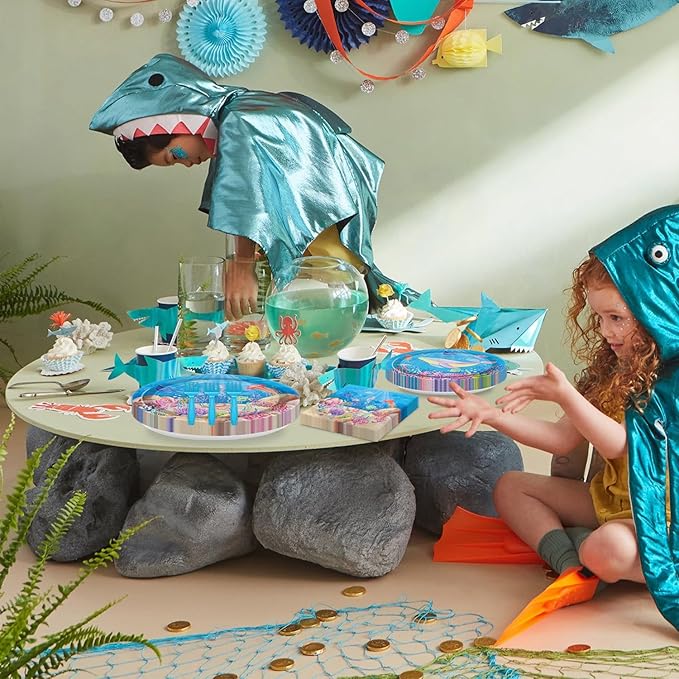 96PCS Under the Sea Party Decorations Ocean Sea Birthday Tableware Underwater World Paper Plates Ocean Animal Plates Napkins Dinnerware for Baby Shower Party Supplies, Serves 24