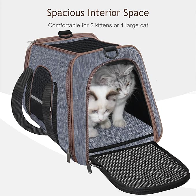 HiCaptain Soft Cat Carrier with Top Mesh Window - Pet Carrier Breathable for Medium Cats and Small Dogs Puppies up to 15 lb (Blue)