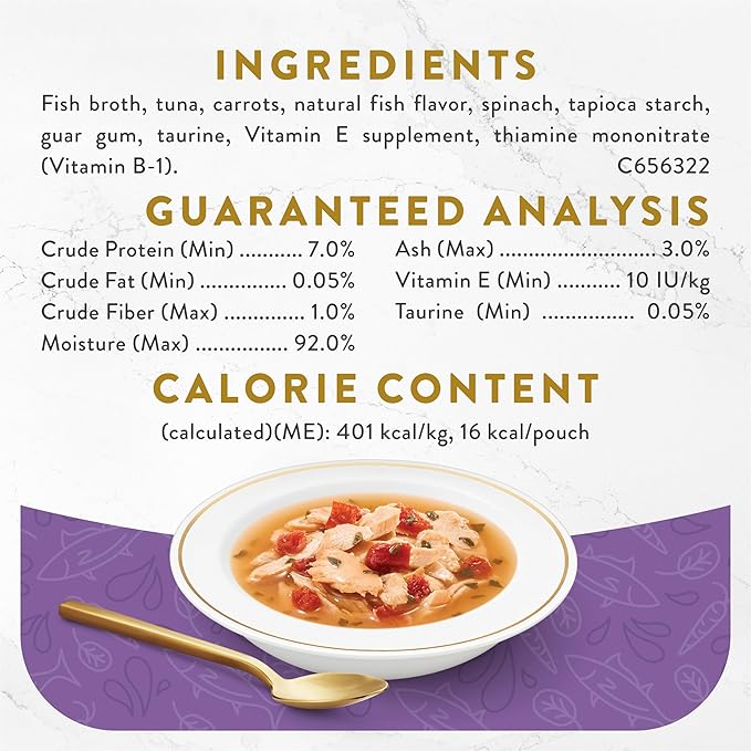 Purina Fancy Feast Lickable Senior Wet Cat Food Broth Topper Classic with Skipjack Tuna and Vegetables - (Pack of 16) 1.4 Oz. Pouches