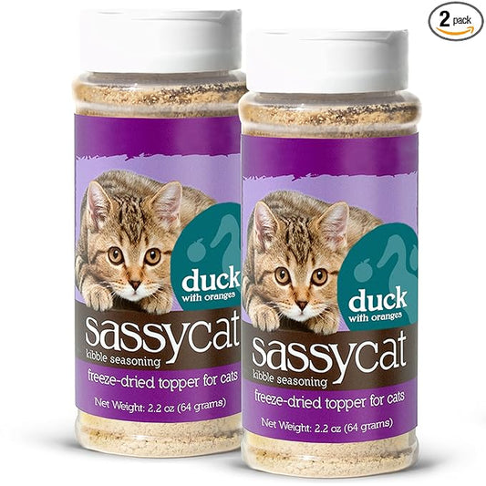 Herbsmith Sassy Cat Kibble Seasoning – Freeze Dried Duck – Cat Food Topper for Picky Eaters – Duck [Bundle x2]