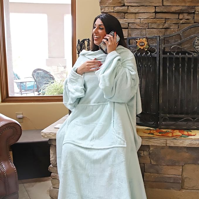 Solaris Wearable Blanket with Sleeves for Adults, Softness Comfort Warmth Fleece Gift for Women Men, Snuggy Body Throw TV Blanket for Home Office Lounge, Gift for Your Lover